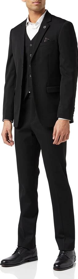 Xposed Mens Black 3 Piece Business Suit Smart Casual Classic Tailored