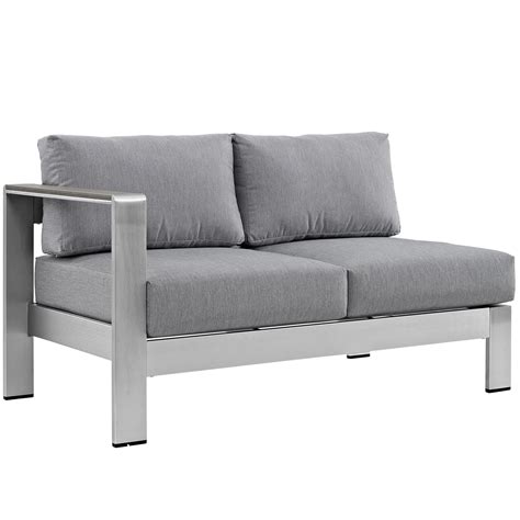 Shore 6 Piece Outdoor Patio Aluminum Sectional Sofa Set Silver Gray