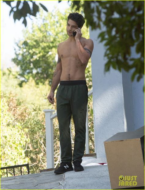 Full Sized Photo Of Tyler Posey Goes Shirtless As He Works On His
