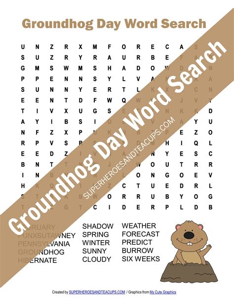 February Word Search Packet Groundhog Day Activities Word Search