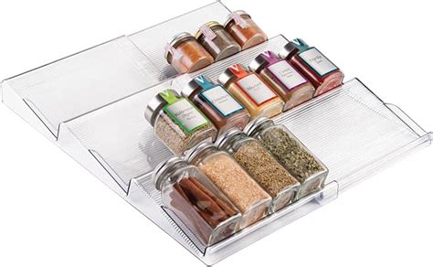Mdesign Expandable Plastic Deluxe Spice Rack Drawer Organizer For