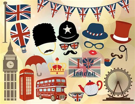 Printable British Party Photo Booth Props London Inspired Photo Booth