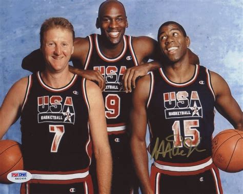 Magic Johnson Signed Team Usa Dream Team 8x10 Photo With Michael
