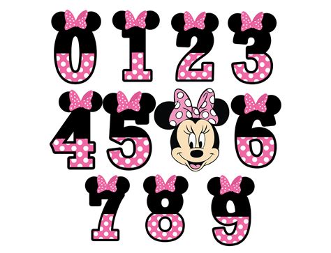 Minnie Mouse Numbers Clipart Png Etsy México