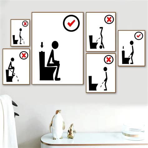 Funny Toilet Bathroom Restroom Humour Wall Art Canvas Painting Nordic