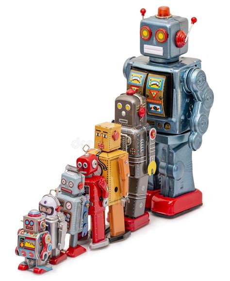 Vintage Tin Robot Toys Stock Image Image Of Cyborg 182582389