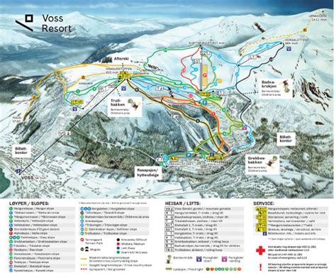 Large format myrkdalen ski trail maps. Voss Ski Resort Piste Maps