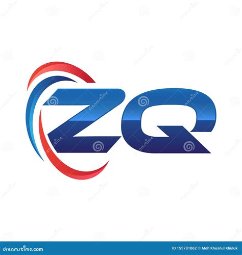 Logotipo Swoosh De La Letra Inicial Zq Rojo Y Azul Ilustración Del