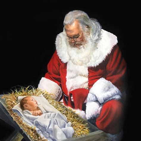 Santa And Baby Jesus Lester Yocum Uplifting Arts