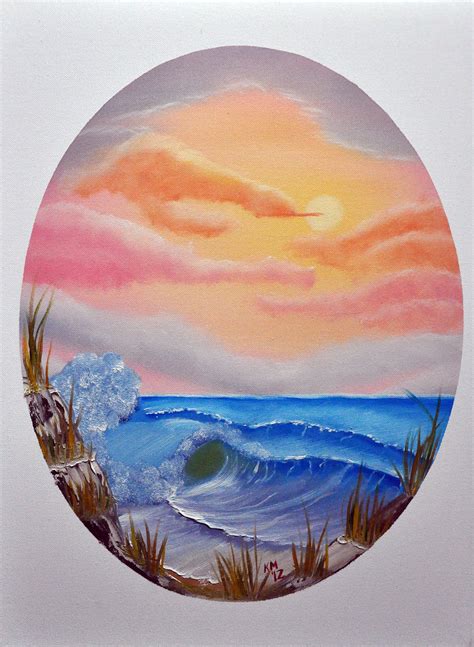 Pastel Seascape In An Oval Painted In Bob Ross Painting Cl Flickr
