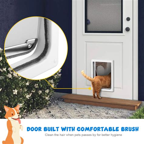 Pet Dog Cat Door Flap Medium 2 Way Locking Safe Brushy Security Wall