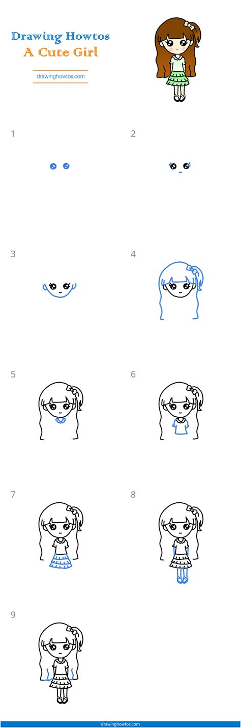 How To Draw A Cute Girl Step By Step Easy Drawing Guides Drawing Howtos