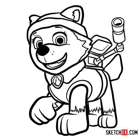 How To Draw Everest Paw Patrol Sketchok Step By Step Drawing