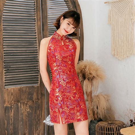 Chinese Traditional Summer Cheongsam Women Satin Mini Dress Ball Qipao S 2xl Buy At The Price