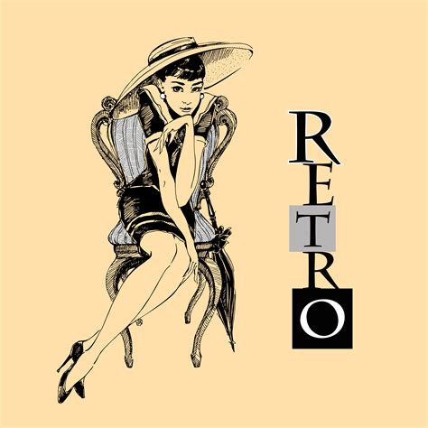 Retro Girl In Hat Elegant Lady Graphics Vector 624975 Vector Art At