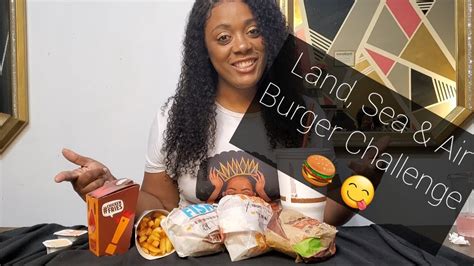 Land Sea And Air Burger Challenge From Burger King By Mukbang B U L L