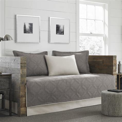 The upholstery can be any color, pattern, or the bedding sets consist of a comforter, three shams, and a bed skirt. Eddie Bauer Axis 5-Piece Grey Twin Reversible Daybed ...