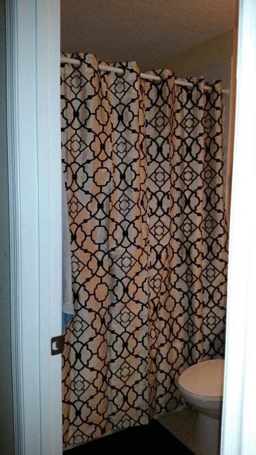 Infuse your bathroom decor with a touch of sophistication. Curtains as an elegant shower curtain and much cheaper ...