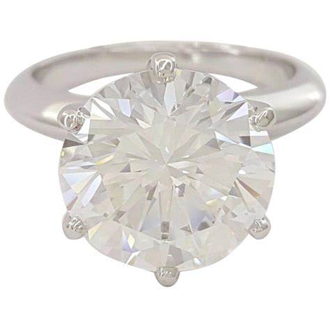 GIA Certified 13 Carat Round Brilliant Cut Diamond Platinum Ring For