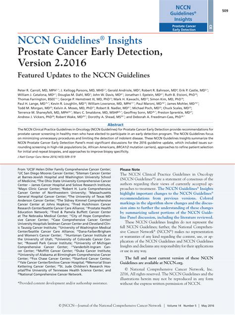 PDF NCCN Guidelines Insights Prostate Cancer Early Detection Version