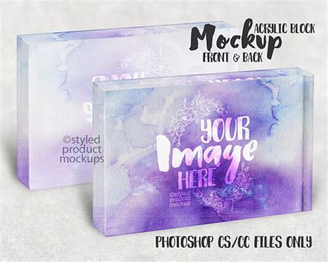 Download Acrylic photo block horizontal with front and back view ...