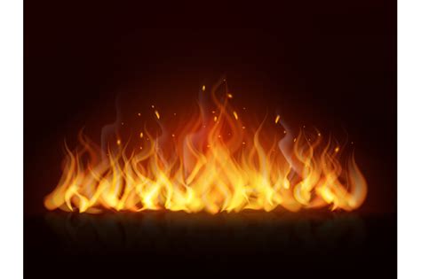 Realistic Flame Burning Fiery Hot Wall Fireplace Warm Fire Blazing