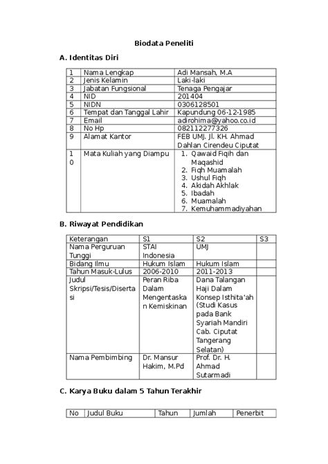 Detail Contoh Biodata Skripsi Koleksi Nomer 31