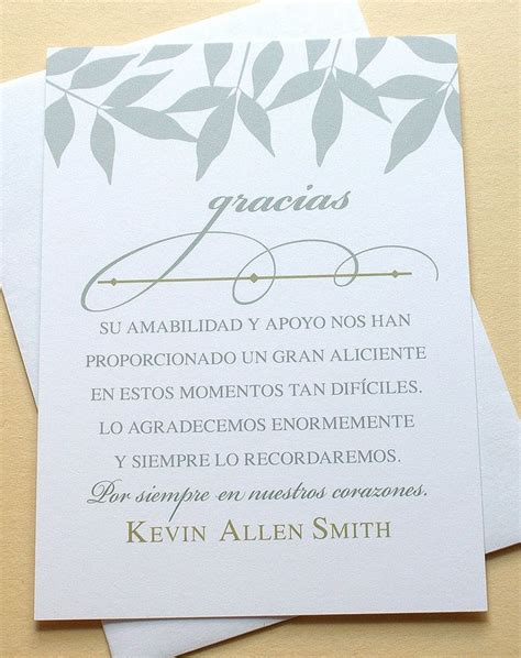 Check spelling or type a new query. English and Spanish Sympathy Thank You Cards with Blue Green Leaves - FLAT Cards - 3-1/2" x 4-7 ...