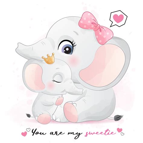 Cute Elephant Mother And Baby Illustration 2063986 Vector Art At Vecteezy