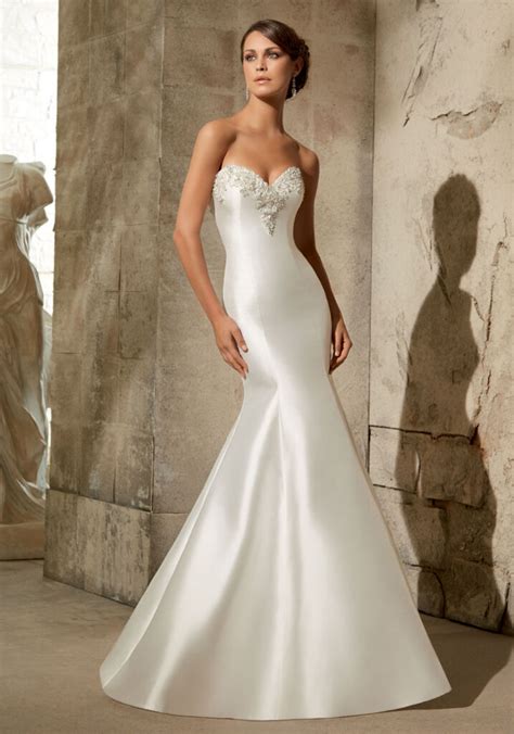 Search by silhouette, price, neckline and more. Satin with Embroidery and Train Wedding Dress | Style 5304 ...