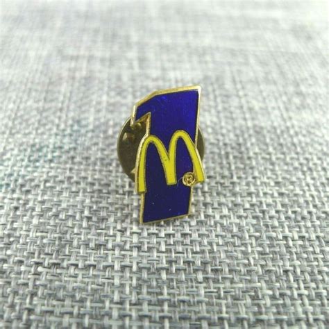 mcdonald s employee pin 1 year service gold tone blue enamel vintage mcdonalds gold tones