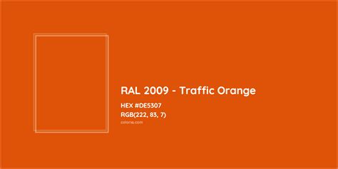 About RAL 2009 Traffic Orange Color Color Codes Similar Colors And