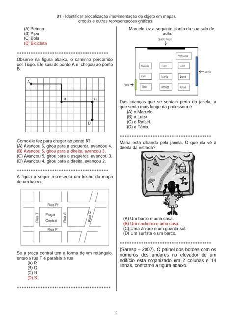 Atividades De Localização E Deslocamento 4 Ano