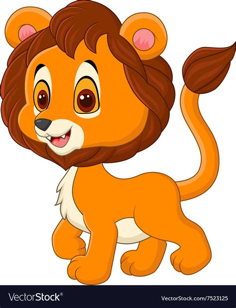 Cute Baby Lion Walking Isolated Royalty Free Vector Image