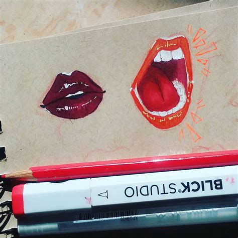 Red Lips Easy Drawing