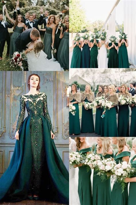 Hunter Emerald Green Bridesmaid Dresses And Wedding Dress Emerald