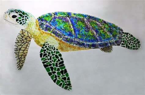 Sea Turtle Fused Glass Art Hanging Glass Sea Turtle By Tightlineglass