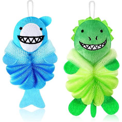 2 Pcs Bath Loofahs Kids Toddler Body Loofahs Cute Cartoon Kids Loofah