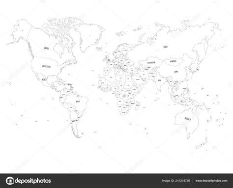 World Political Map Black And White With Names