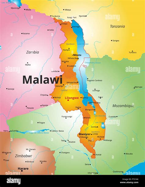 Color Map Of Malawi Country Stock Vector Image And Art Alamy