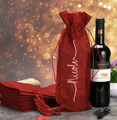 Custom Name Wine Bag Personalized Wine Tote Christmas Etsy