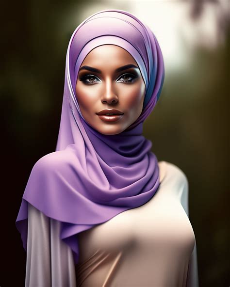 Lexica A Beautiful Woman With Oil Body Wearing Hijab Full Body Realistic