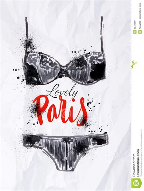 Paris Poster Black Lingerie Stock Vector Illustration Of Accessories