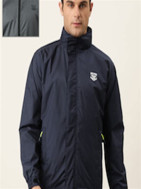 Buy Sports52 Wear Men Navy Blue And Grey Solid Reversible Rain Jacket
