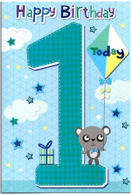 Boy 1 Year Old Happy Birthday Card 7 X 5 Gloss Finished 50ja103 For