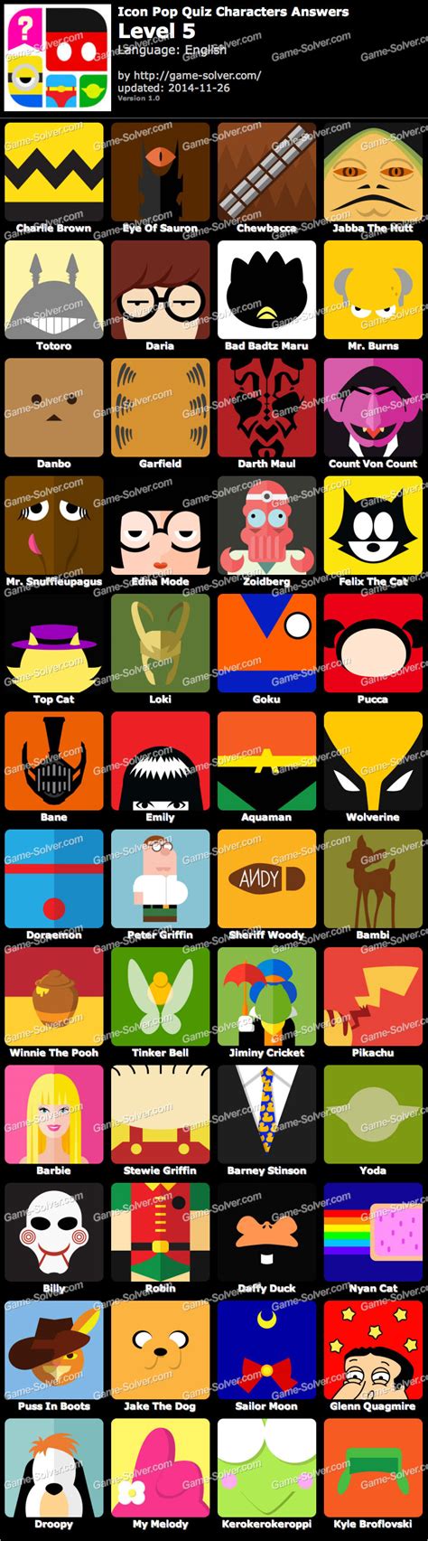 Icon Pop Quiz Characters Level 5 Game Solver