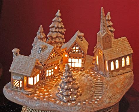 Christmas Village Set Lit Ceramic Christmas Decoration Base Etsy