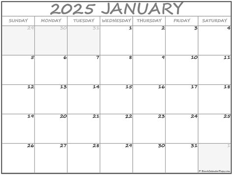January 2025 Calendar Free Printable Calendar