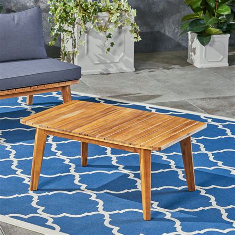 Russell Outdoor Acacia Wood Coffee Table Teak