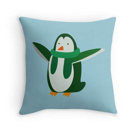 Green Penguin Throw Pillow By Saradaboru Throw Pillows Cute Penguins